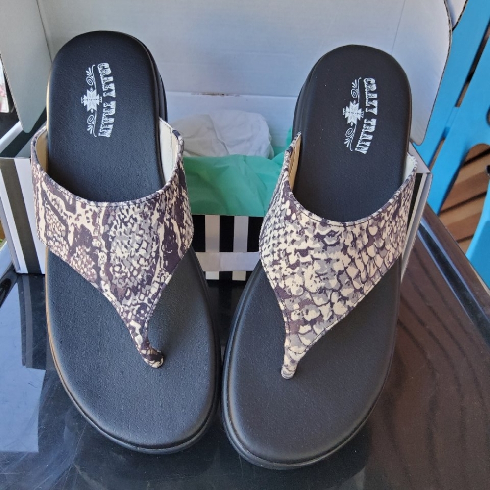 Snake skin sandles.